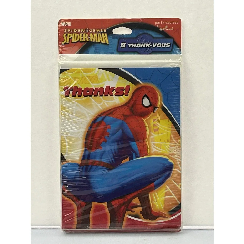 2010 Marvel Spider-Man 8 Thank You Cards Hallmark Party Express Sealed NOS USA